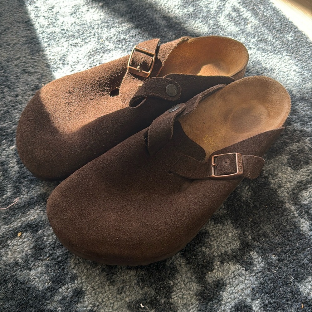 Birkenstock Boston Clogs Suede Brown Sz 41